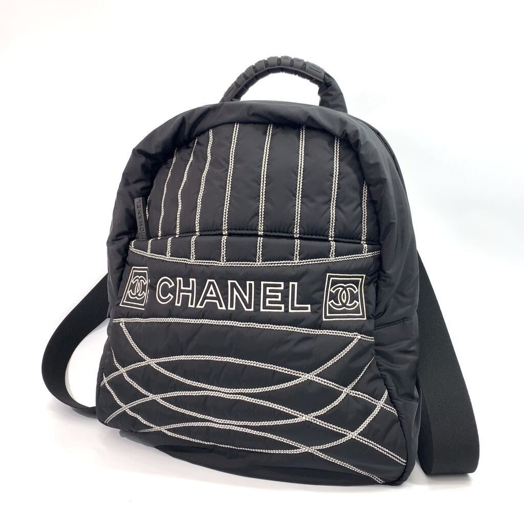 CHANEL シャネル スポーツライン ナイロン リュック バッグ 8桁 10番台 2006年頃 バックパック 黒 ブラック OLD オールド レディース メンズ 鑑定済み _201