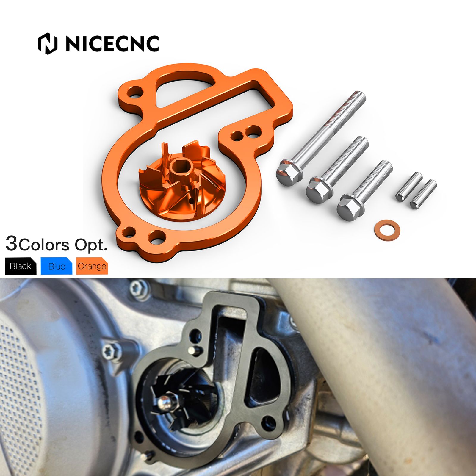 NICECNC KTM EXC 450F EXC 500 XCF-W 450 500 2017〜2024 SX-F XC-F 450 SMR RALLY FACTORY XW-F 500対応 ウォーターポンプインペラークーラーキット アルミ製