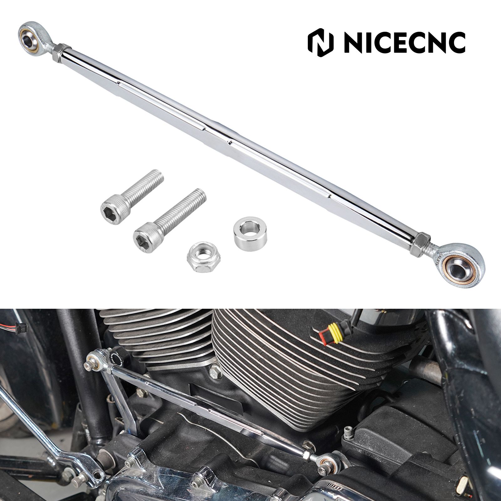 2点 NICECNC クロームシフターロッド 33719-79B ハーレー ソフテイル