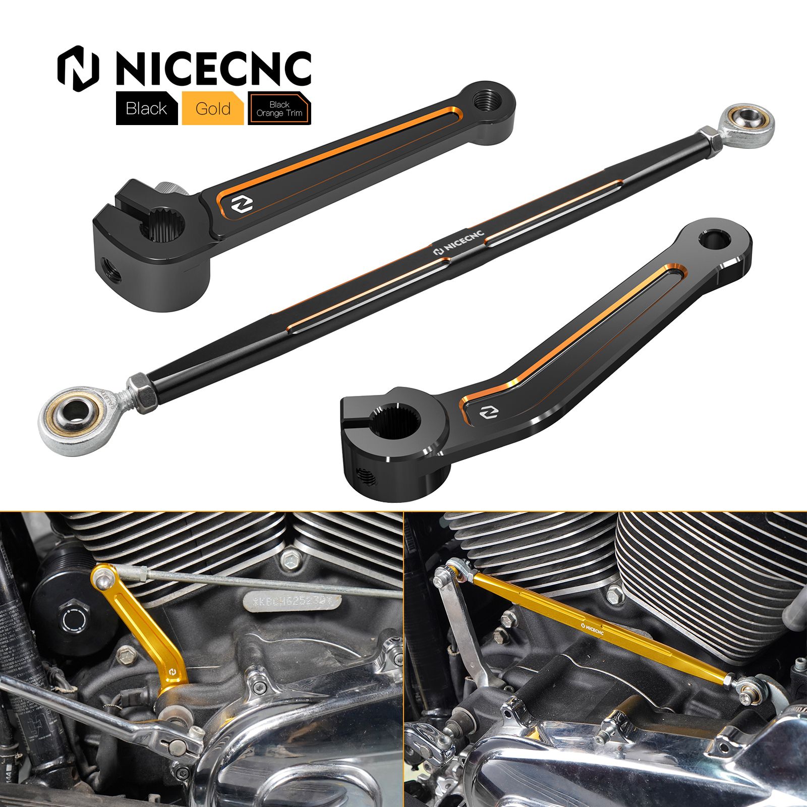 NICECNC ハーレー ロードキングFLHR/XS ストリートグライドFLHX エレクトラグライド トライグライド ウルトラリミテッド 2017〜2023対応 ギアシフトリンケージロッド インナーシフターアームレバー 6061アルミ 15,606円