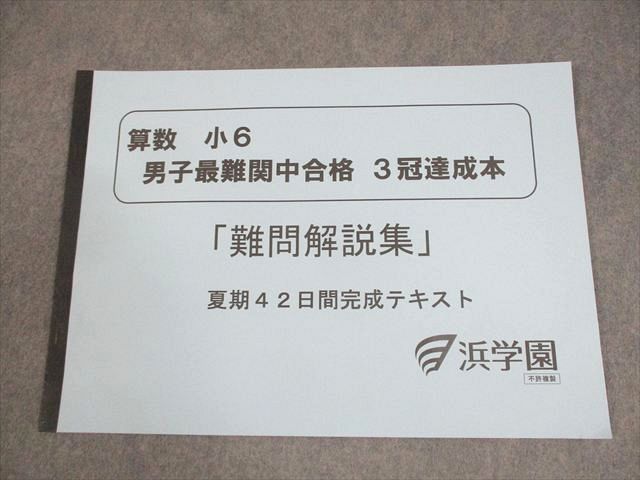 浜学園 小6 算数 男子最難関中合格 3冠達成本「難問解説集」夏期42日間完成テキスト 未使用品 2025 032s2D