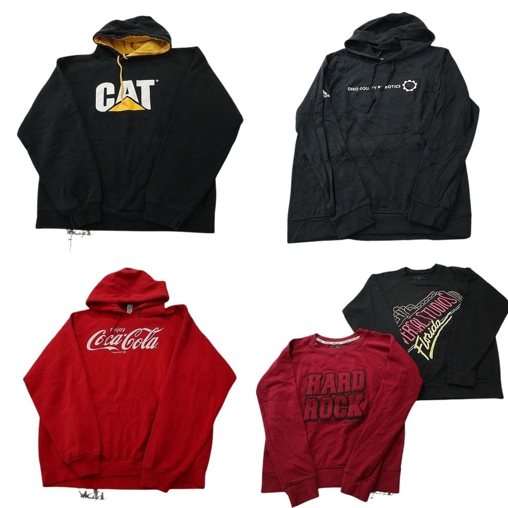 古着卸 まとめ売り 企業 スウェット 5枚セット ( メンズ M/L ) コカ・コーラ CAT ハードロックカフェ ブラック 中古 古着 NF9777 7,400円