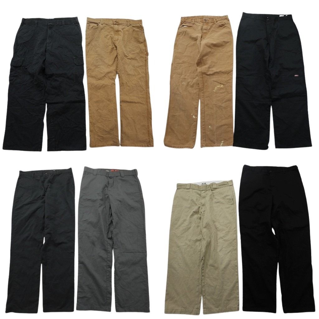 古着卸 まとめ売り ディッキーズ パンツ 8枚セット ( メンズ 36 ) 874 ダブルニー カーゴ ハンマーループ ブラック 中古 古着 NF9789