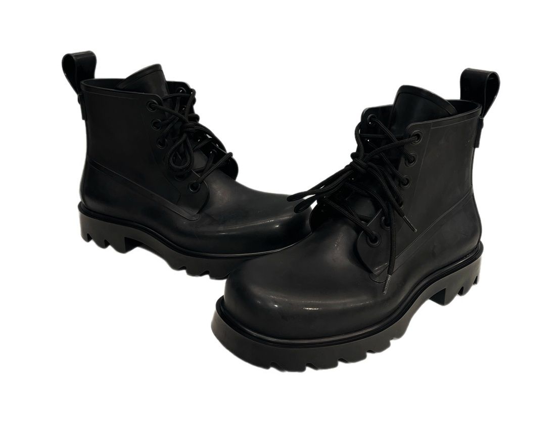 ボッテガ・ヴェネタ BOTTEGA VENETA STRIDE ストライド ラバー レースアップブーツ 黒 メンズ靴 ブーツ その他 ブラック サイズ39 101sh-2780
