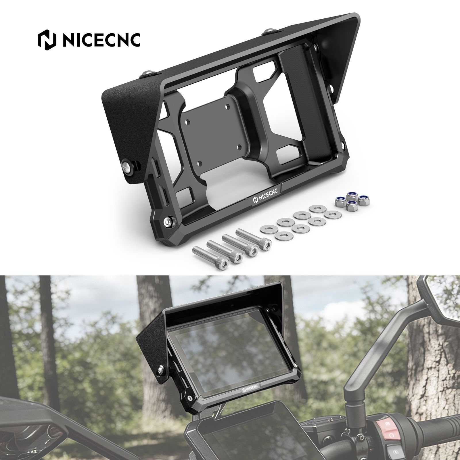 NICECNC ガーミン ズーモ XT2 6インチ用 保護ケース 調整可能サンバイザーキット BMW R1300GS R1250GS R1200GS ADVアドベンチャー対応