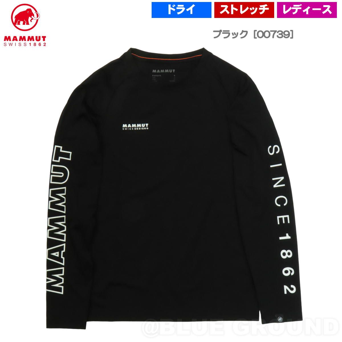 マムート / QD ロゴ プリント LSTシャツ AF レディース： ブラック［00739］ XL(日本サイズ2XL)