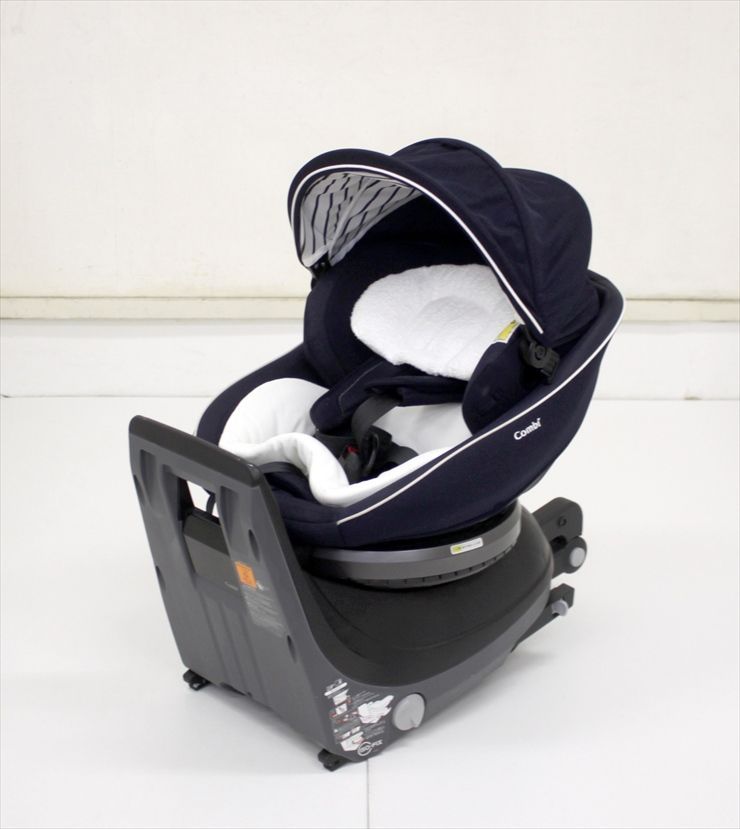 クルムーヴ スマート ISOFIX エッグショック JJ-600 ネイビー コンビ 欠品あり 新生児OK コンパクト設計 クリーニング済み D049002