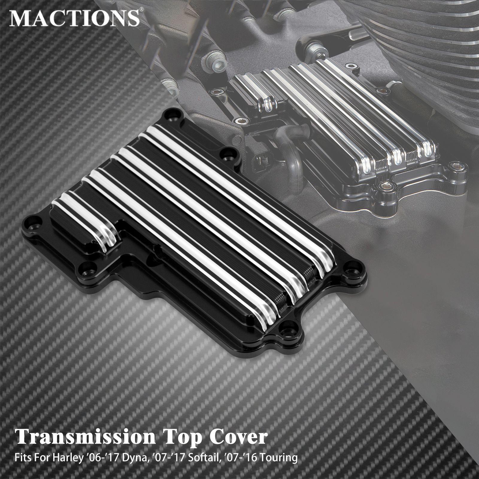 MACTIONS ハーレー CNC トランスミッショントップカバー Dyna 2006〜2017 ツーリング トライク 2007〜2016 ソフテイル 2007〜2017対応 アルミ製 ブラック