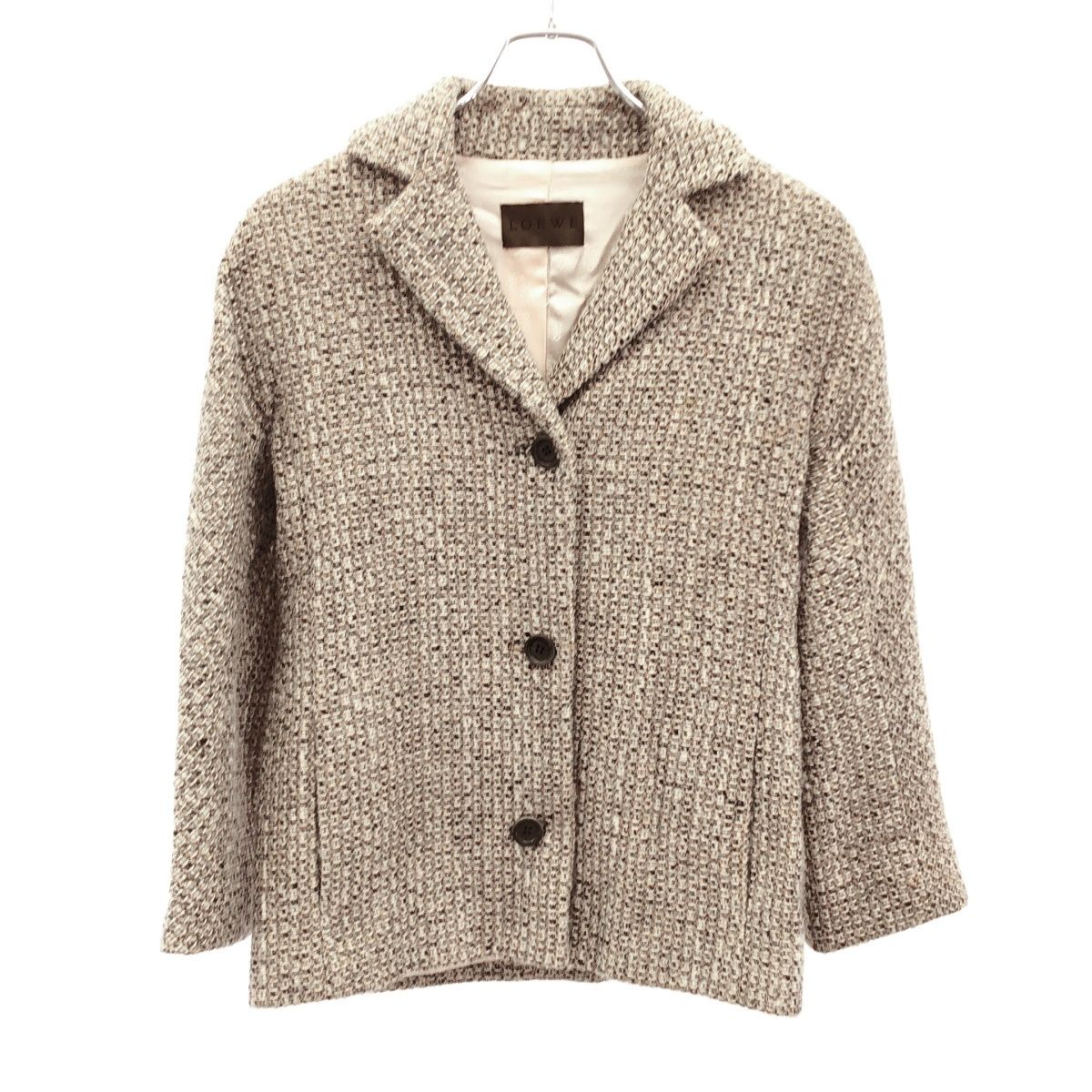 LOEWE ロエベ ツイードセットアップ A-28003861 ベージュ系 (ジャケット)38/(スカート)36