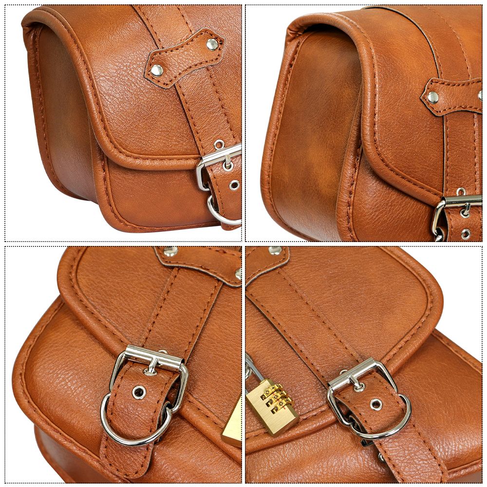 mofastwolf ハーレー スポーツスター XL883 XL1200 チョッパー クルーザー カフェレーサー ソフテイル ボバー対応 PUレザーサイドサドルバッグ 6,353円