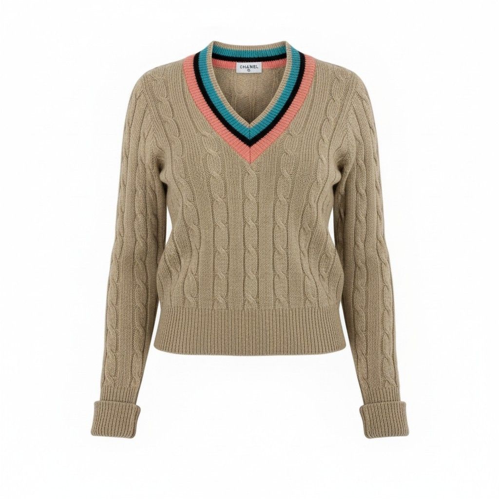 【美品】CHANEL シャネル 1996 カシミヤ スクールニット ロングスリーブニットセーター ココマーク PO8766W02335 42サイズ k02ik02i