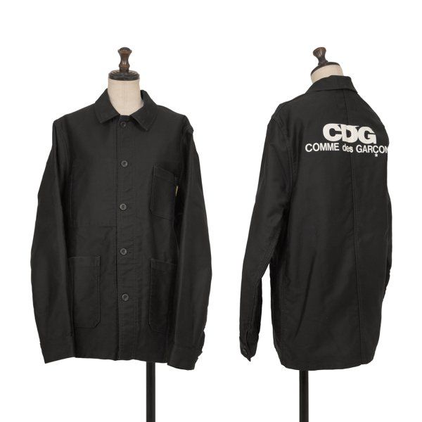 コムデギャルソンCDG コットンバックロゴプリントカバーオールジャケット 黒S