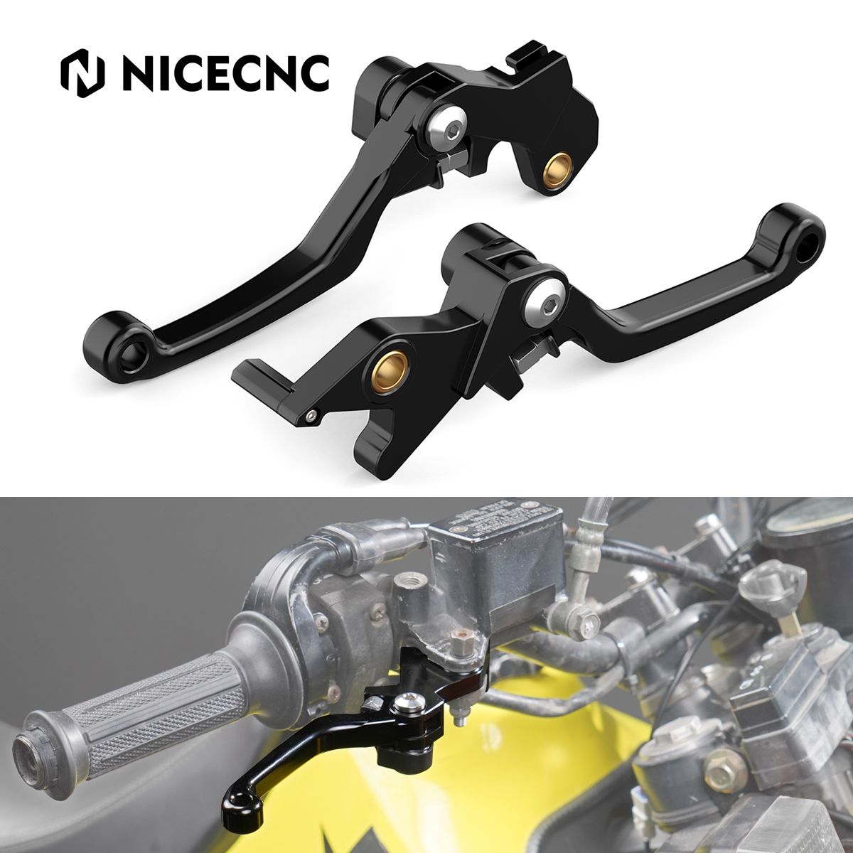 NICECNC スズキ DR650S DR650SE 2011〜2024対応 ショートブレーキレバー クラッチレバー