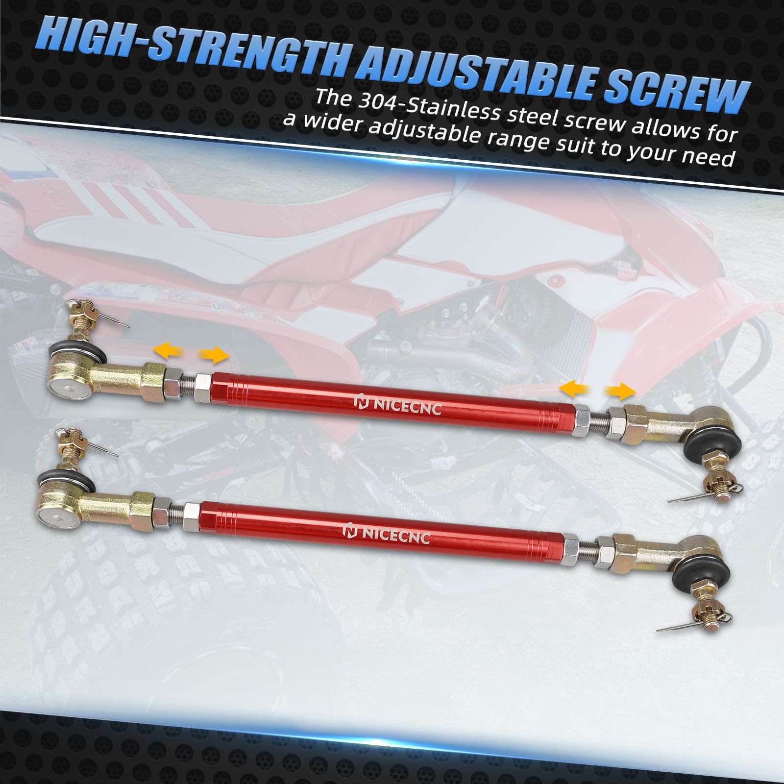 NICECNC ホンダ TRX450R 2006〜2009 TRX450ER 2006〜2014対応 アルミ&ステンレス製 ボールジョイントタイロッドエンドキット 53521-HP1-600