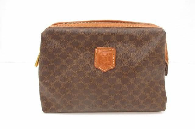 良品 セリーヌ CELINE マカダム ポーチ クラッチバッグ ブラウン系 レディース 7,254円
