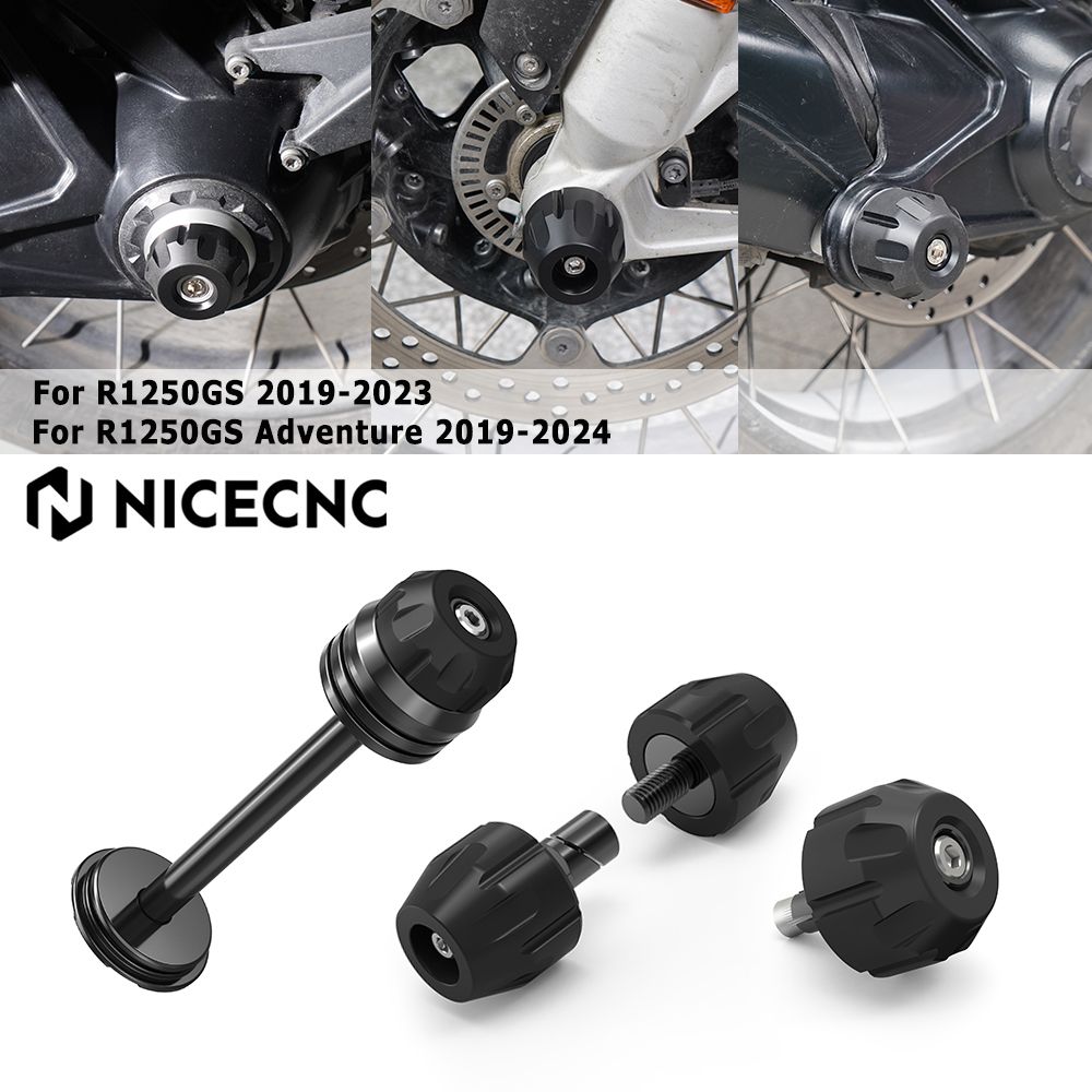 NICECNC BMW R1250GS アドベンチャー 2019〜2024対応 リア フロント アクスルフォーク ホイールプロテクター クラッシュスライダー 転倒保護