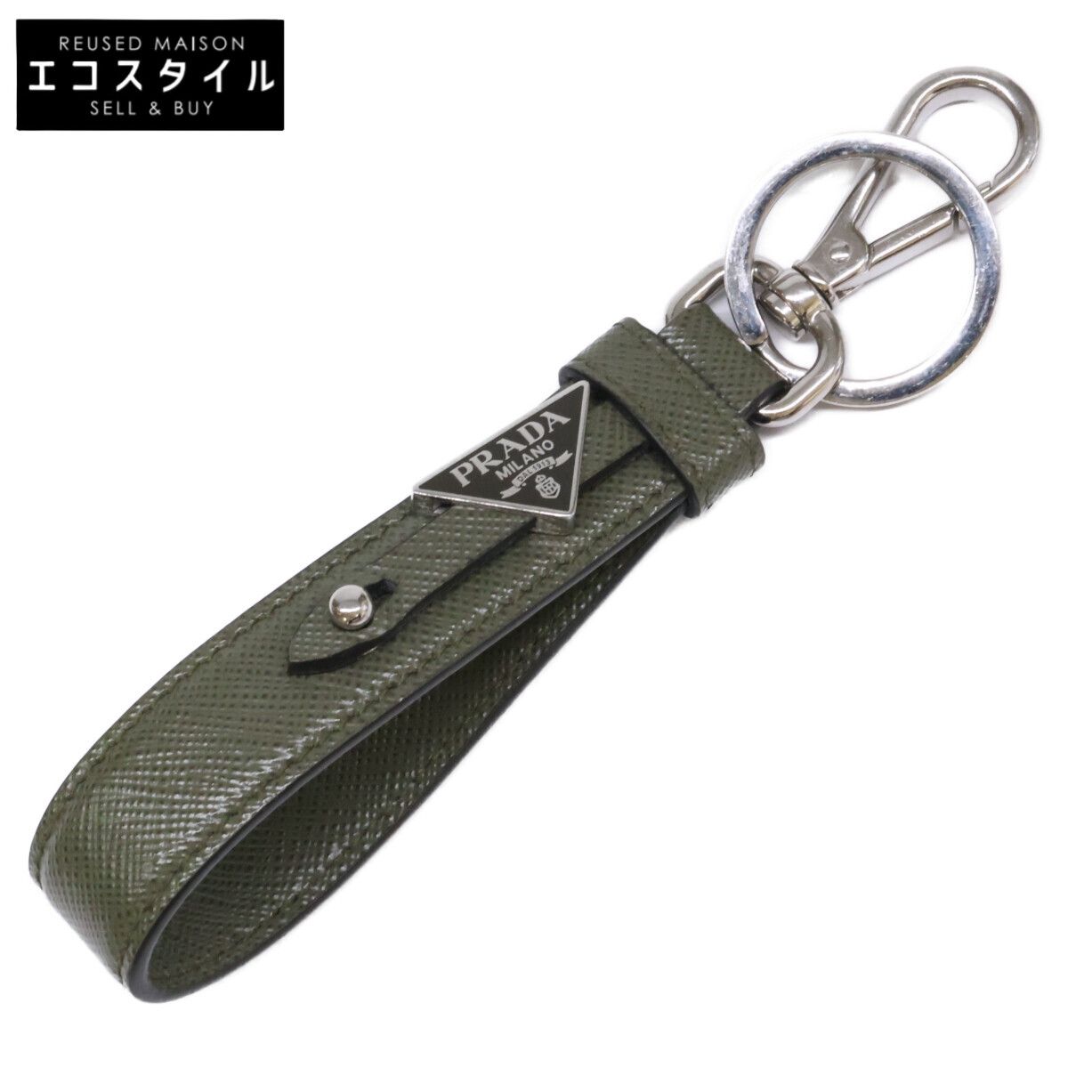 PRADA　プラダ　2PP68T トライアングルロゴプレート サフィアーノレザー キーリング/ 35,679円