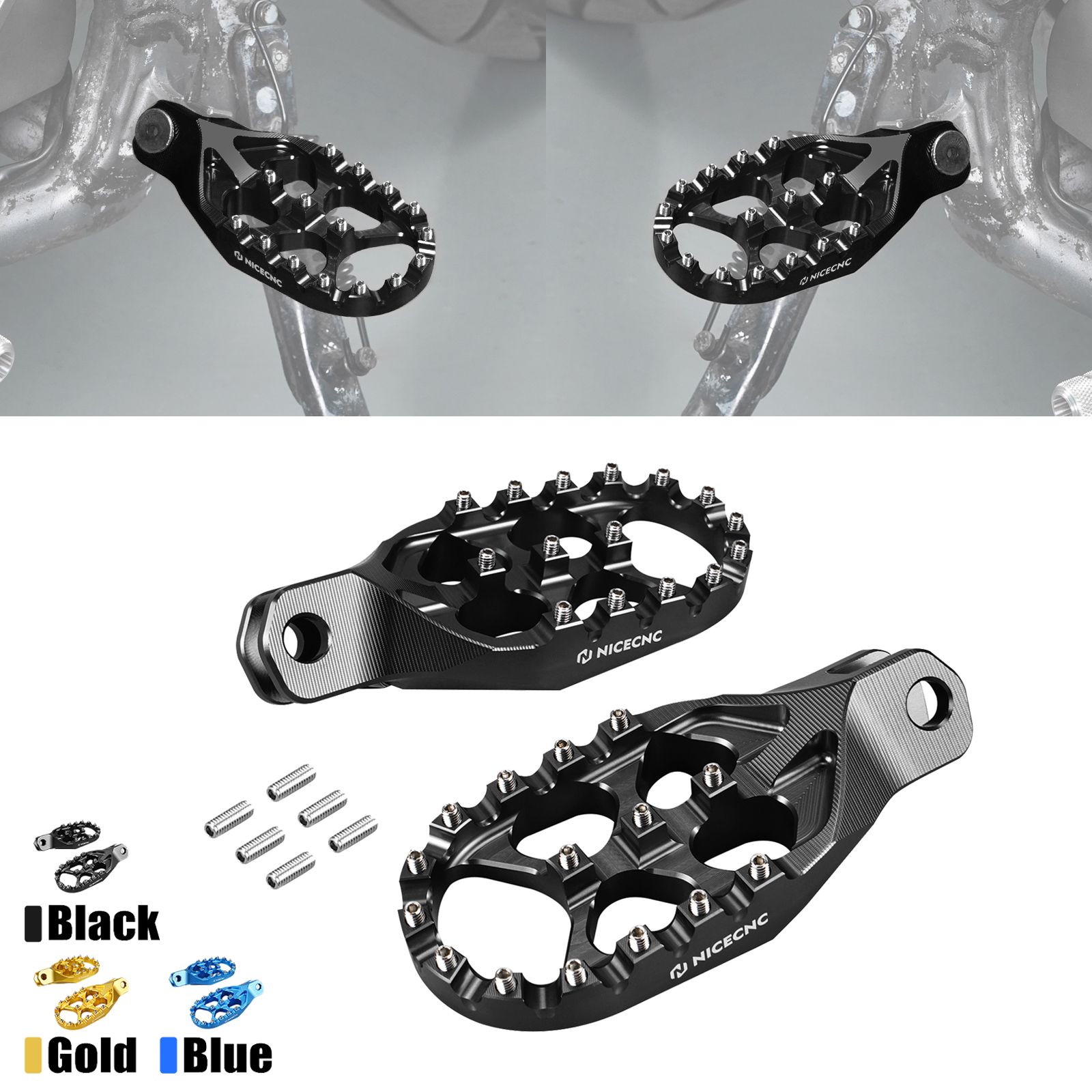 NICECNC スズキ DRZ400S 2000〜2024 DRZ400SM 2005〜2024対応 モトクロスワイドフットペグ ビレットフットレスト