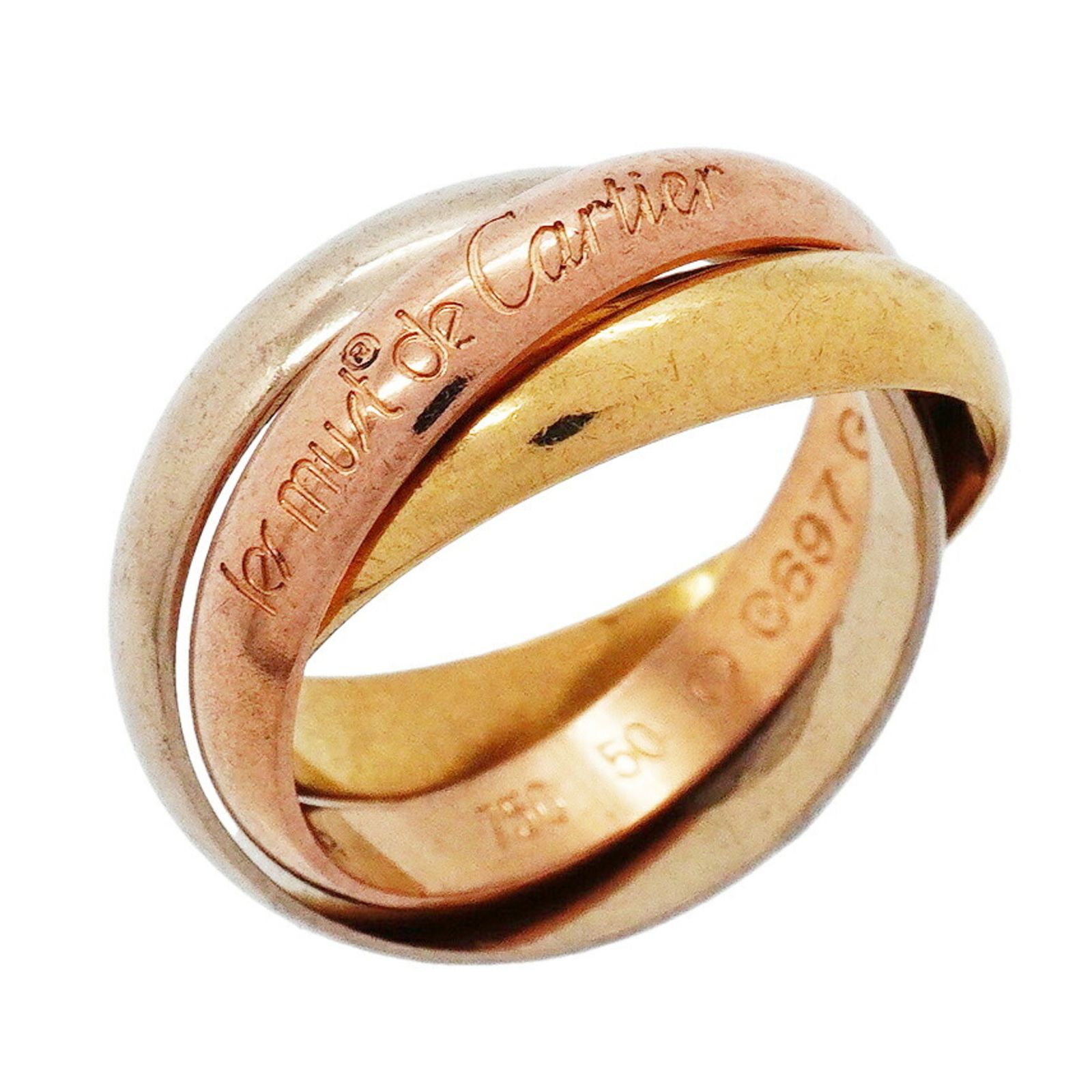 カルティエ(Cartier) カルティエ リング トリニティ クラシックモデル 18KYG イエローゴールド 18KWG ホワイトゴールド 18KPG ピンクゴールド ＃50レディース
