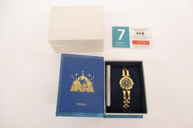 良品 シチズン CITIZEN wicca 腕時計 ディズニー アラジン 限定モデル ブラック文字盤 三針 ゴールド レディース 稼働品 6,510円