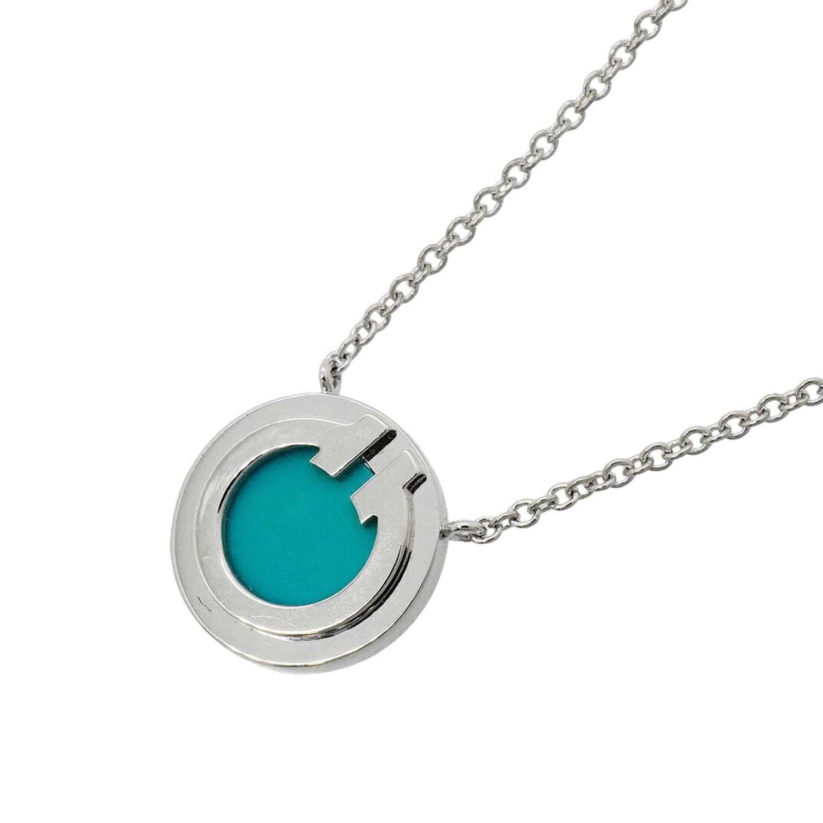 ティファニー(Tiffany) ティファニー ネックレス T TWO サークル 18KWG ホワイトゴールド ターコイズ ブルーレディース