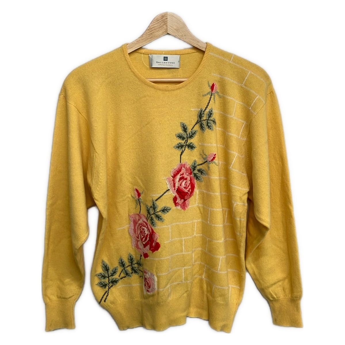 Ballantyne(バランタイン) 長袖セーター サイズ40 M レディース美品 - イエロー×ピンク×マルチ カシミヤ/フラワー(花)