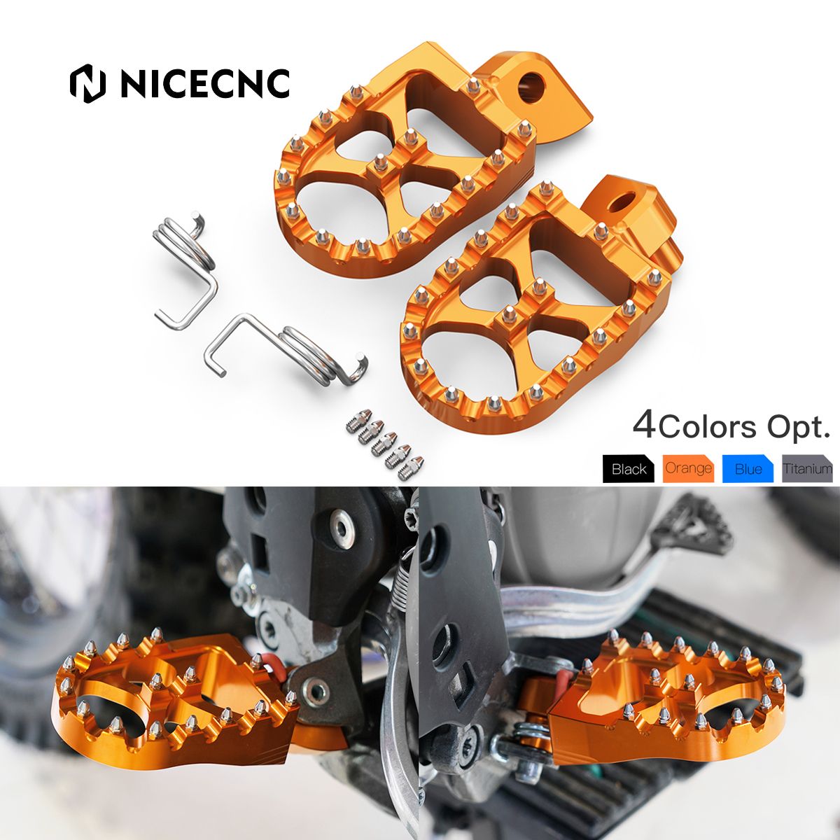 NICECNC KTM対応 フットペグ フットレスト 6061-T6アルミ製 EXC/SX/XC/FREERIDE 1998〜2019対応
