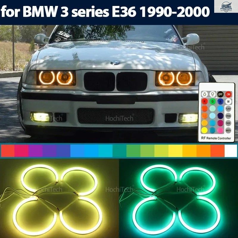 BMW 3シリーズ E36 1990-2000 16色RGBコットンLEDエンジェルアイリングリモコンカー