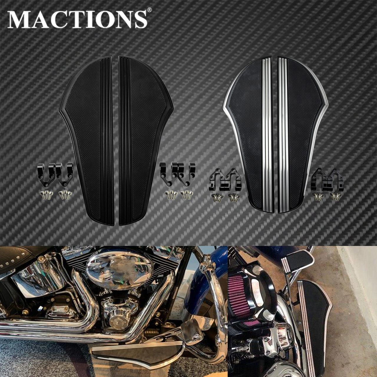 MACTIONS ハーレーツーリングロード ストリートグライド ソフテイル スリム 2000〜2021対応 フロントドライバーフットレスト フロアボード アルミ製