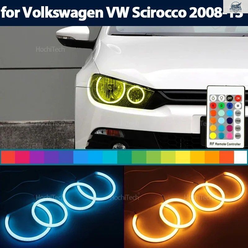マルチカラーコットンRGBライトリモコンLEDエンジェルアイリングフォルクスワーゲンVWシロッコプロジェクターなし2008-2013年モデル 6,706円
