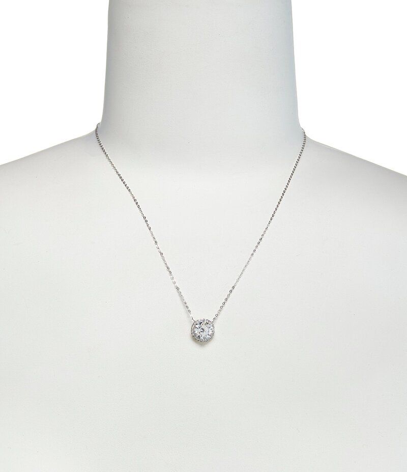ナディール レディース アクセサリー ネックレス・チョーカー レース Nadri Round Cubic Zirconia Pendant Necklace SilverCrystal シルバー