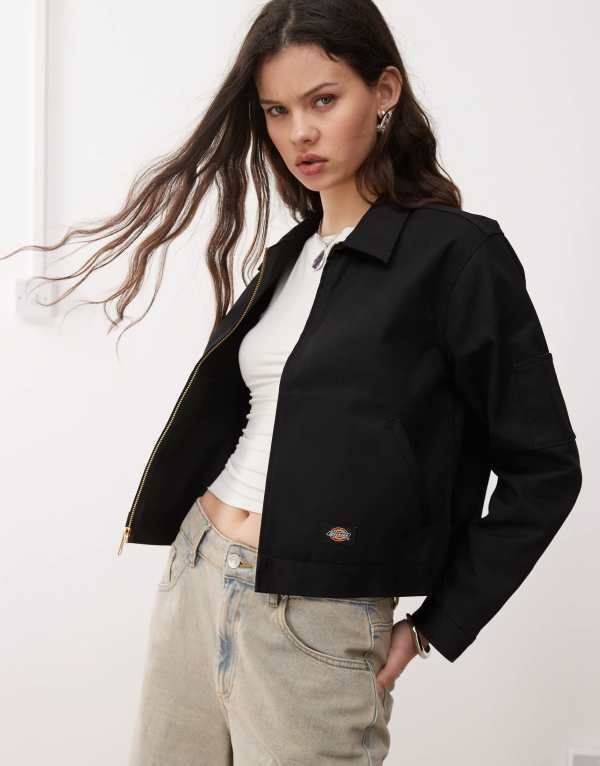 ディッキーズ レディース アウター ジャケット・ブルゾン クロップド ジャケット Dickies cropped Eisenhower jacket Black ブラック 12,226円