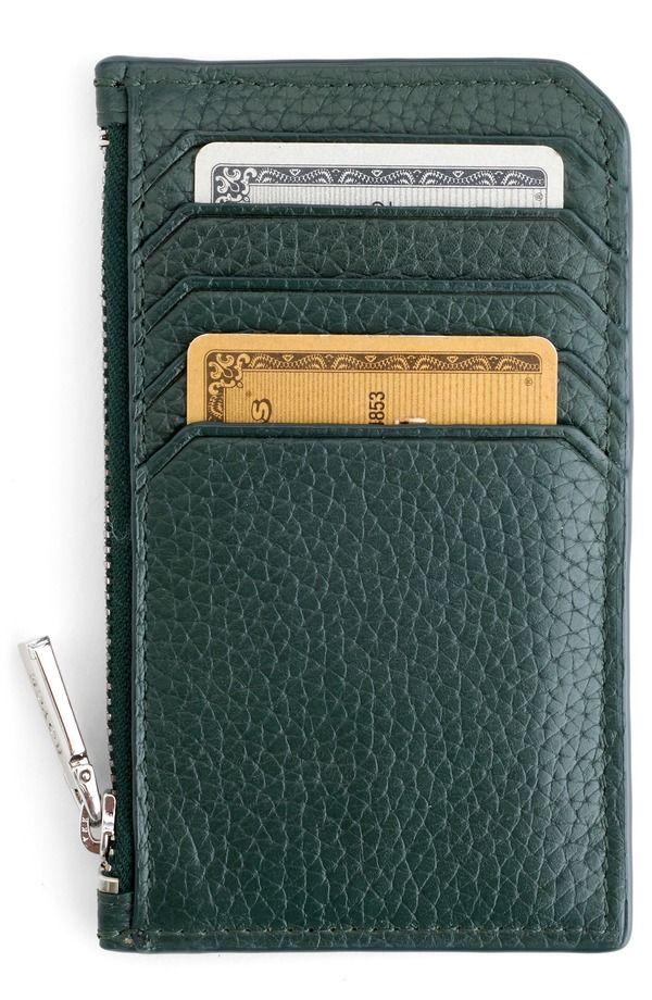 ロイス レディース アクセサリー 財布 レザー ROYCE New York Leather Zip Card Case Dark Green グリーン 23,532円