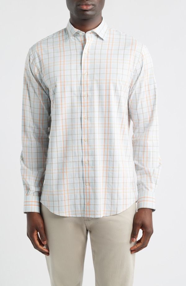 ジョニー オー メンズ トップス シャツ johnnieO Texel Open Check Everyday Performance ButtonUp Shirt Breeze チェック