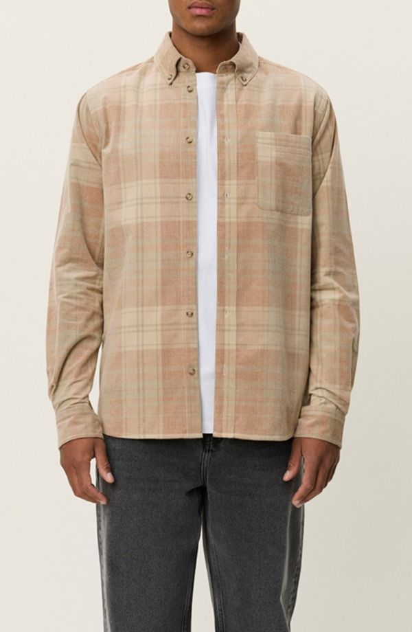レ ドゥ メンズ トップス シャツ コーデュロイ ダウン Les Deux Kash Check Corduroy ButtonDown Shirt Dark Sand サンド