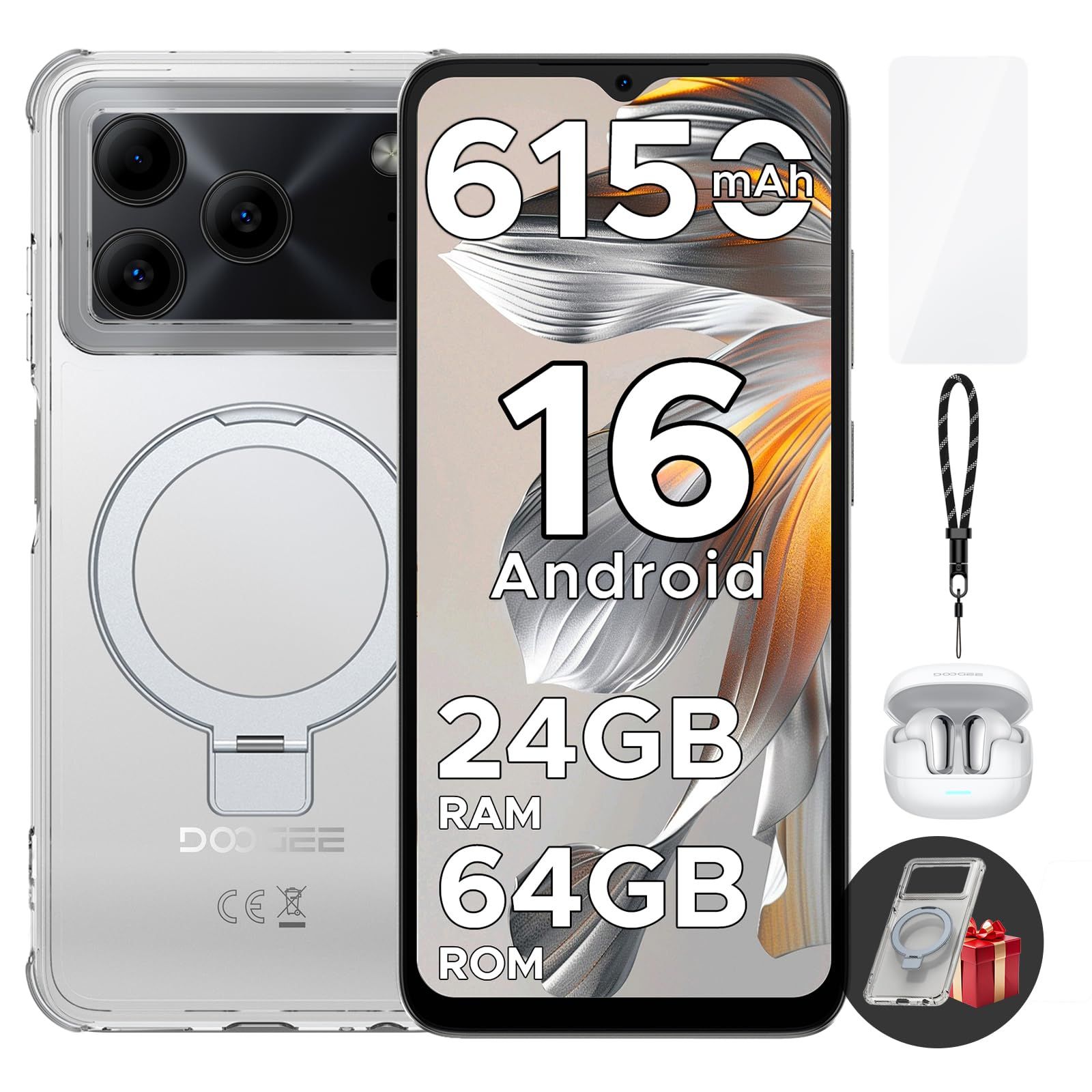 DOOGEESmart NOTE56 Andrid 16 スマホ SIMフリー AI機能 6.56インチ 90Hz画面 6150mAh 大容量バッテリー 24GB RAM+64GB ROM+2TB拡張