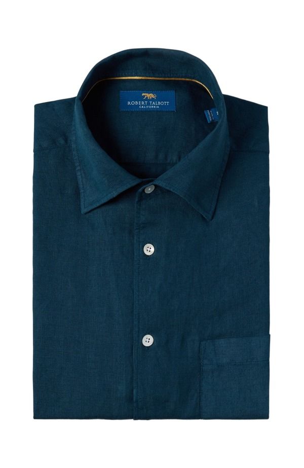 ロバート タルボット メンズ トップス シャツ リネン Robertalbott Morgan Short Sleeve Linen Shirt Indigo Blue インディゴ