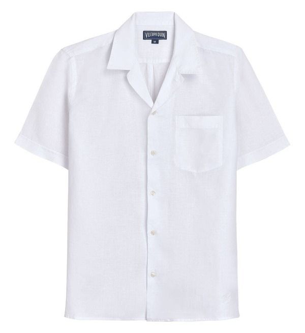 ヴィルブレクイン メンズ トップス シャツ リネン Vilebrequin Mens Linen Solid Bowling Shirt Blanc