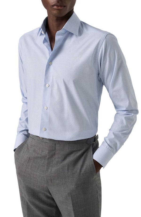 エトン メンズ トップス シャツ スリムフィット Eton Slim Fit Check Twill Dresshirt Light Blue ブルー 39,520円