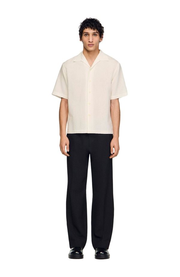 サンドロ メンズ トップス シャツ コットン リネン SANDRO Cotton and linen shirt Ivory アイボリー 57,480円