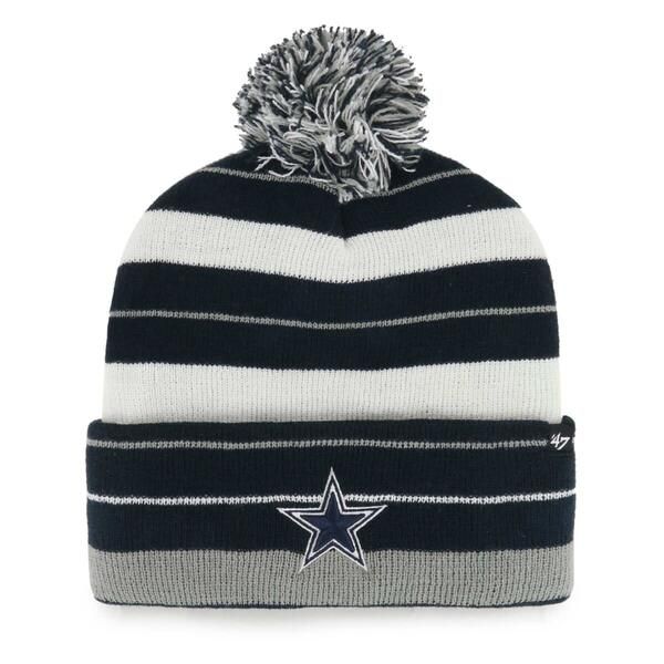 フォーティーセブン メンズ アクセサリー 帽子 ニット Mens 47 Navy Dallas Cowboys Powerline Cuffed Knit Hat with Pom Navy ネイビー