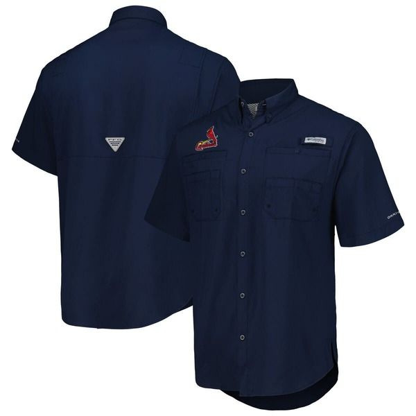 コロンビア メンズ トップス シャツ ダウン Mens Columbia Navy St Louis Cardinals Tamiami OmniShade ButtonDown Shirt Navy