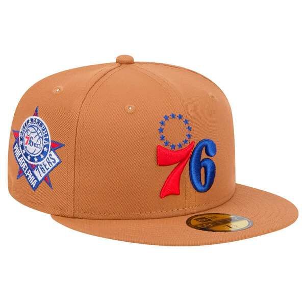 ニューエラ メンズ アクセサリー 帽子 Mens New Era Tan Philadelphia 76ers Color Pack 59FIFTY Fitted Hatan タン