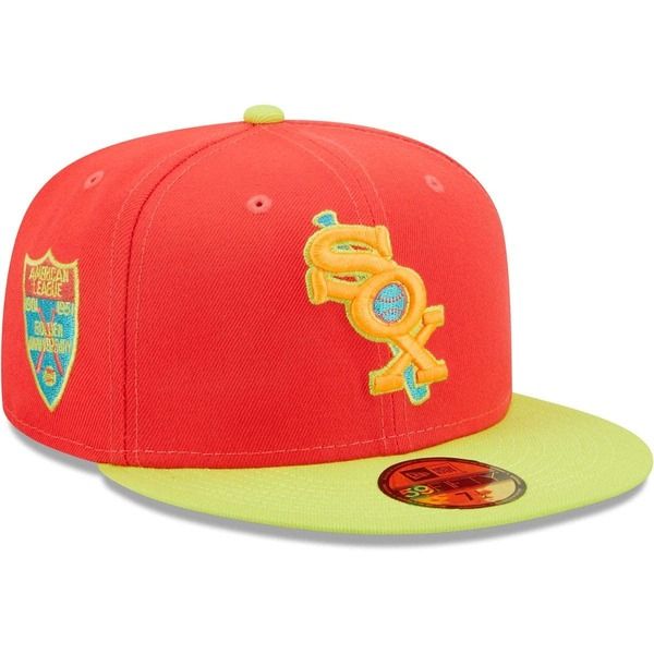 ニューエラ メンズ アクセサリー 帽子 Mens New Era RedNeon Green Chicago White Sox Lava Highlighter Combo 59FIFTY Fitt