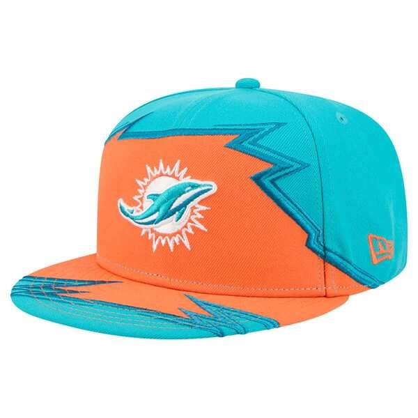ニューエラ メンズ アクセサリー 帽子 Mens New EraquaOrange Miami Dolphins Break 59FIFTY Fitted Hat Aqua アクア