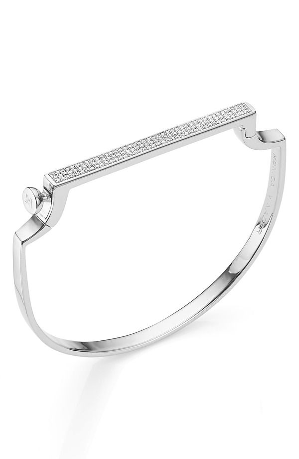 モニカヴィナダー レディース アクセサリー ブレスレット・バングル・アンクレット Monica Vinader Singature Pav Diamond Bangle Silver シルバー