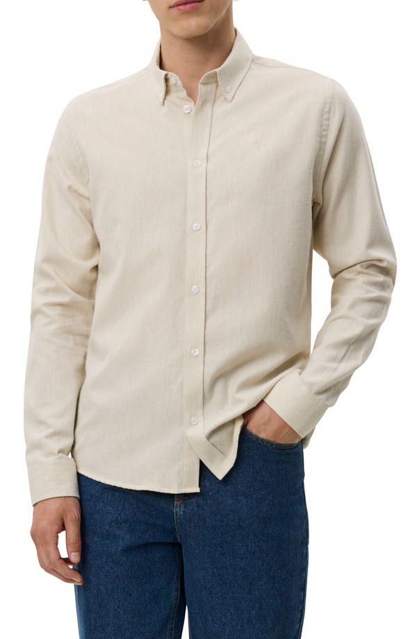 レ ドゥ メンズ トップス シャツ レギュラーフィット コットン ダウン Les Deux Desert Regular Fit Cotton ButtonDown Shirt Ivory アイボリー