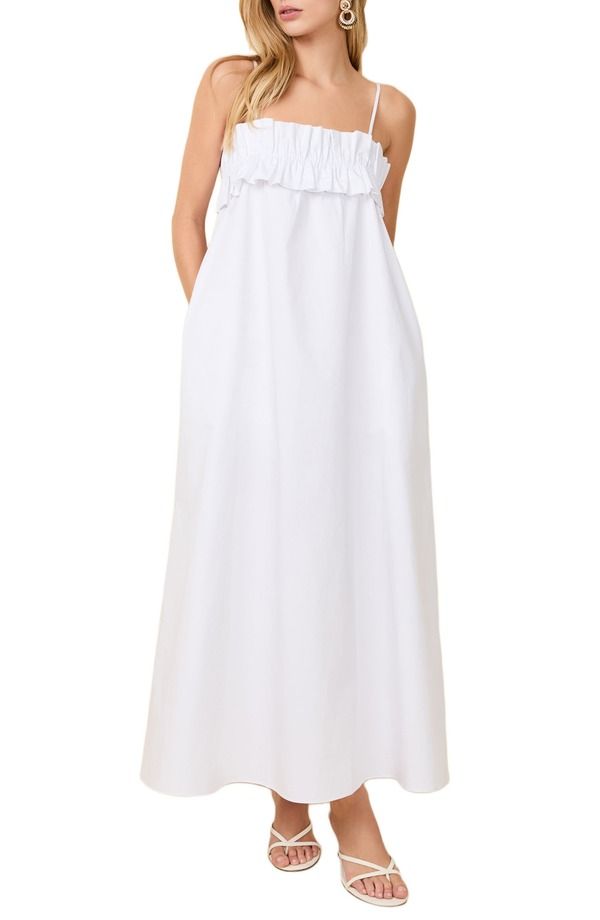 ソリッド アンド ストライプ レディース トップス ワンピース マキシ Solid Striped The Sophie Poplin Maxi Dress Optic White ホワイト