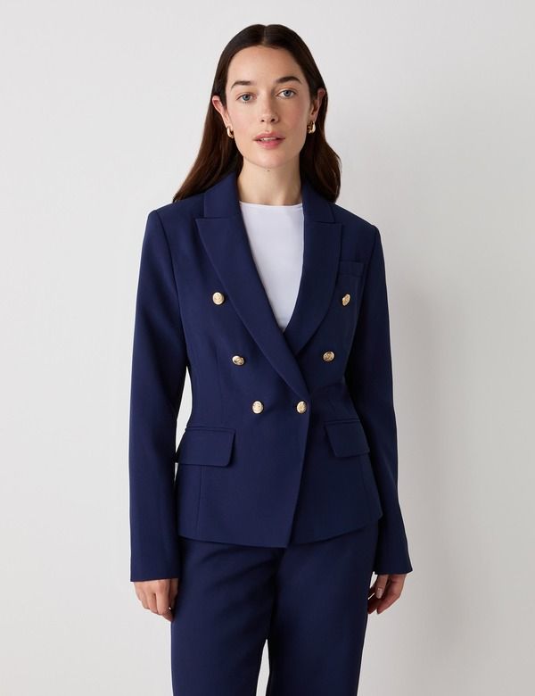 ファイナリー ロンドン レディース アウター ジャケット・ブルゾン ブレザー Finery London Lydia Long Sleeve Button Detail Blazer Navy ネイビ 32,370円