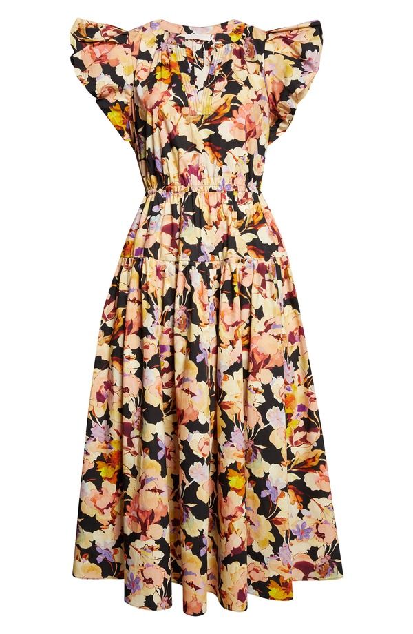 ウラ・ジョンソン レディース トップス ワンピース フラワー柄 ミディ シルク フラワー Ulla Johnson Marin Floral Silk Midi Dress Night Bloom